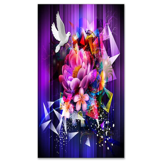 Designart - Abstract Floral Design with Dove